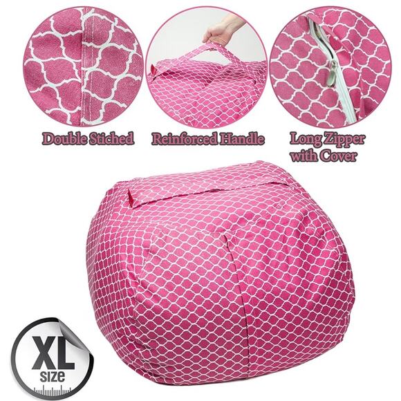 Stuffed‎ Animal Storage Bean Bag Chair 30” Large Cotton Canvas SAKIBO - Picture 1 of 11